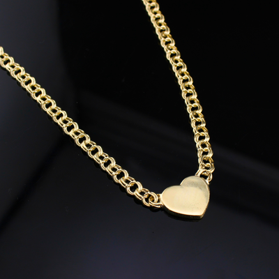 10K Gold Womens Chino Heart Necklace 18 in 6mm