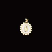 Real 10K Gold Virgin Mary Mother of Pearl Pendant