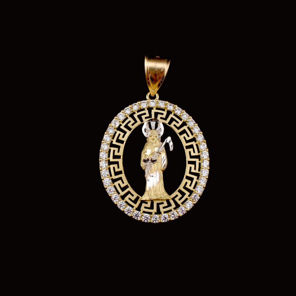 Colgante de oro auténtico de 10 quilates de la Santa Muerte
