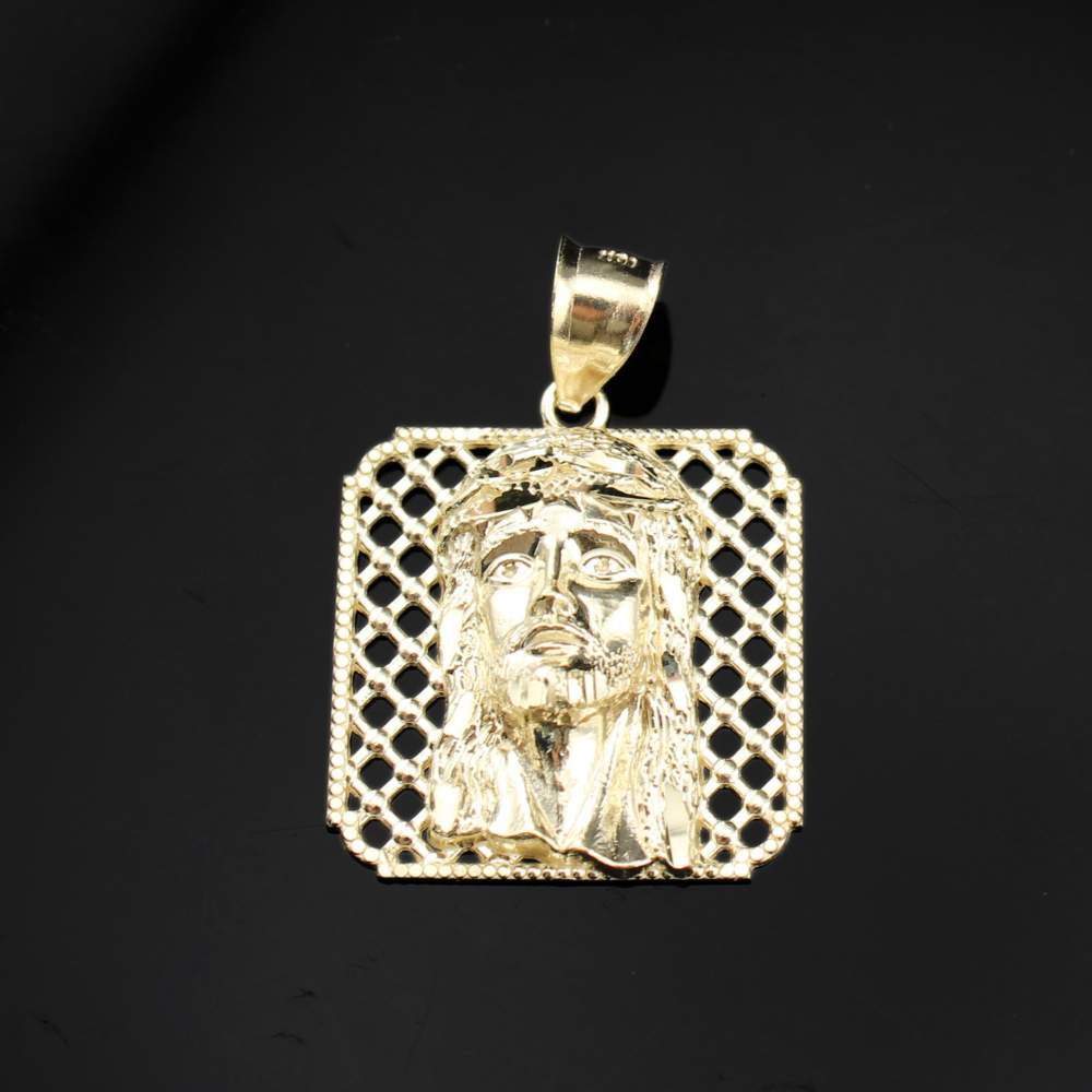 Real 10K Gold Jesus Pendant Square