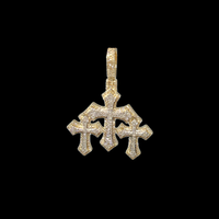 Colgante de cruz con diamantes de oro de 10K real