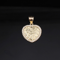 Colgante de pepita de oro de 10K real en forma de corazón