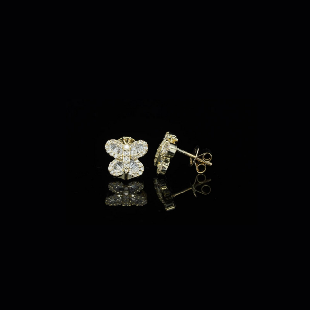 Pendientes de Mariposa de Oro de 10K con Diamantes Genuinos