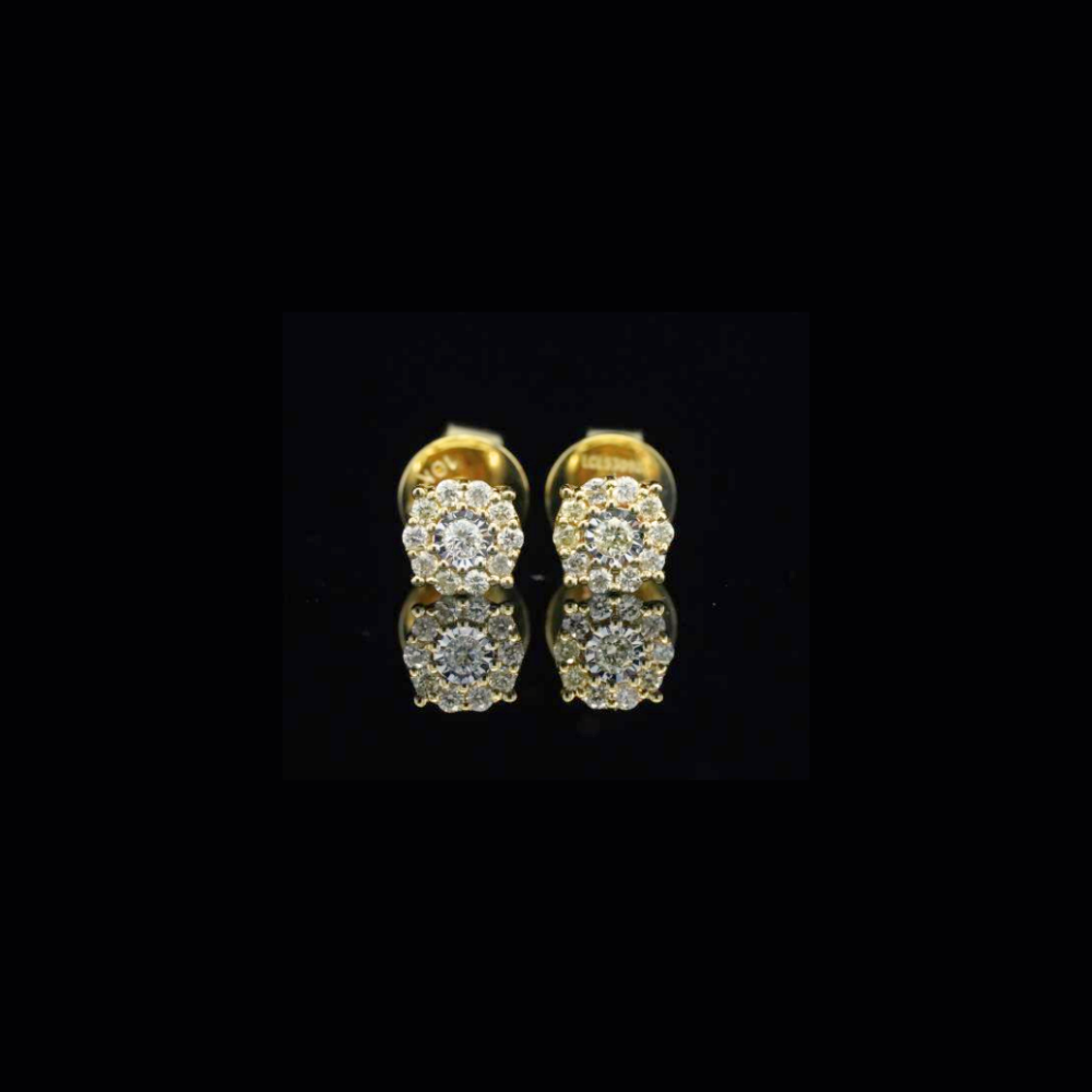 Pendientes de oro de 10K con diamantes auténticos