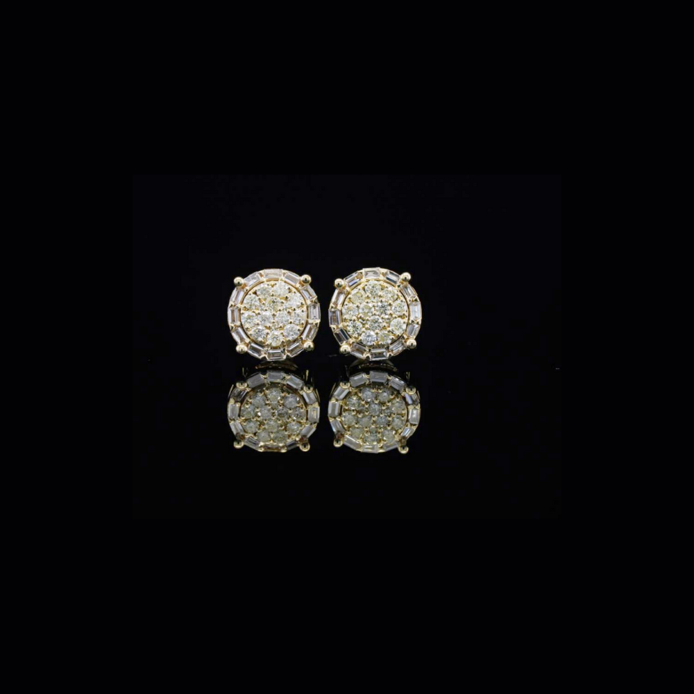 Pendientes de oro amarillo de 10K con diamantes auténticos