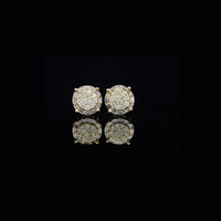 Pendientes de oro amarillo de 10K con diamantes auténticos
