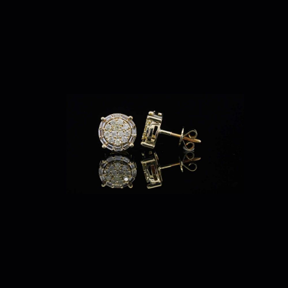 Pendientes de oro amarillo de 10K con diamantes auténticos