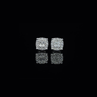 Pendientes de diamantes de oro blanco de 10K auténtico