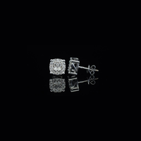 Pendientes de diamantes de oro blanco de 10K auténtico
