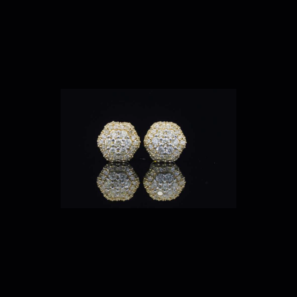 10K Yellow Gold Diamond Flower Earrings