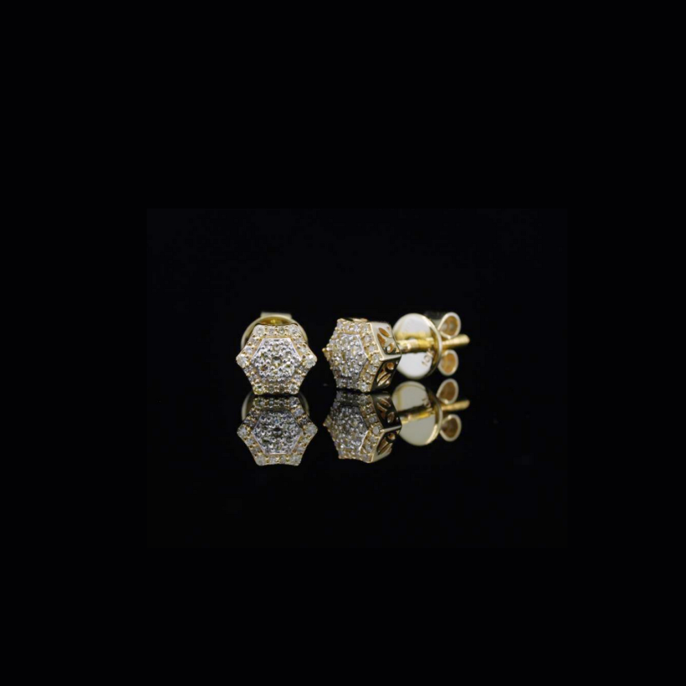 Real 10K Yellow Gold And Diamond Earrings