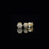 Real 10K Yellow Gold And Diamond Earrings