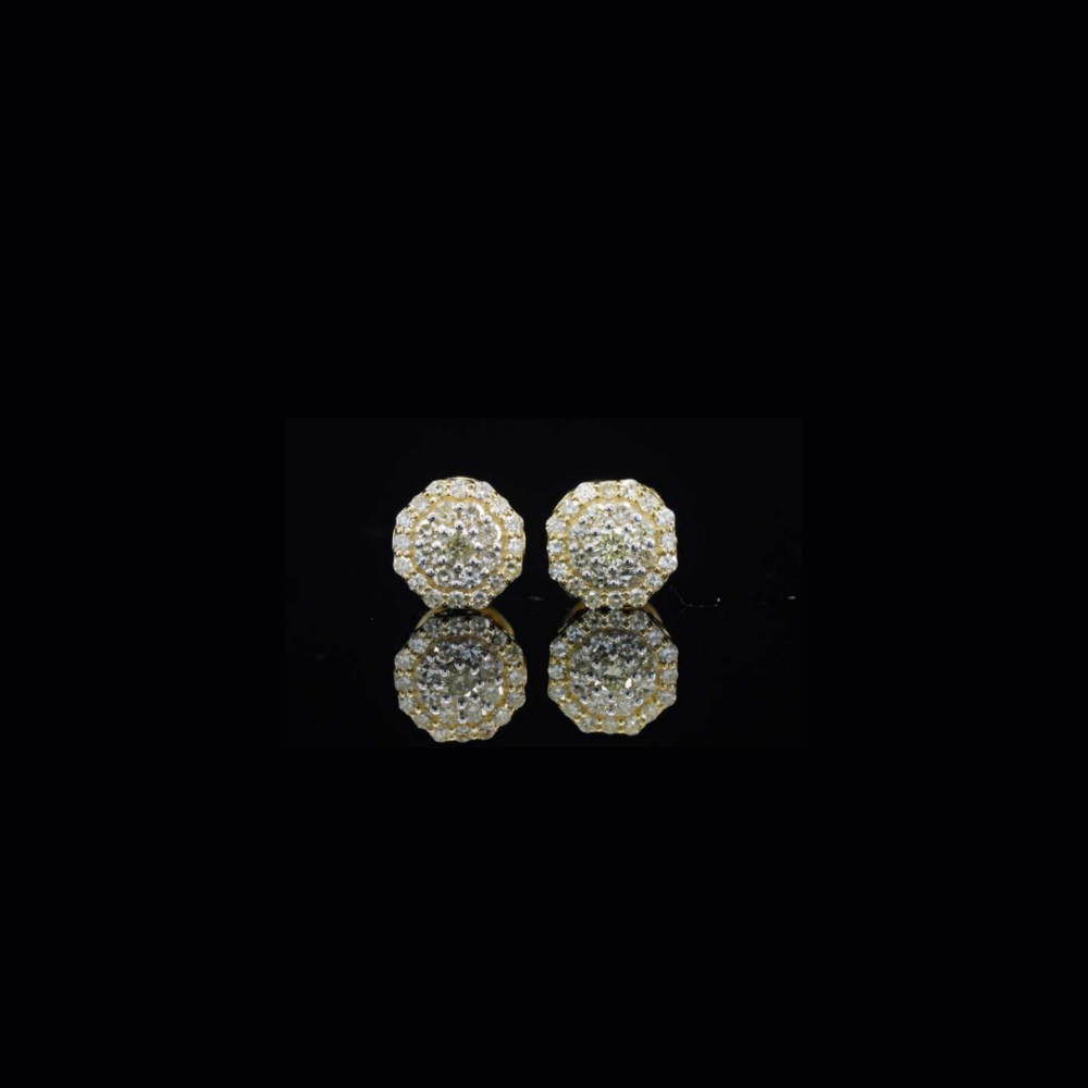 Pendientes auténticos de oro amarillo de 10 quilates con diamantes