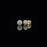 Pendientes auténticos de oro amarillo de 10 quilates con diamantes