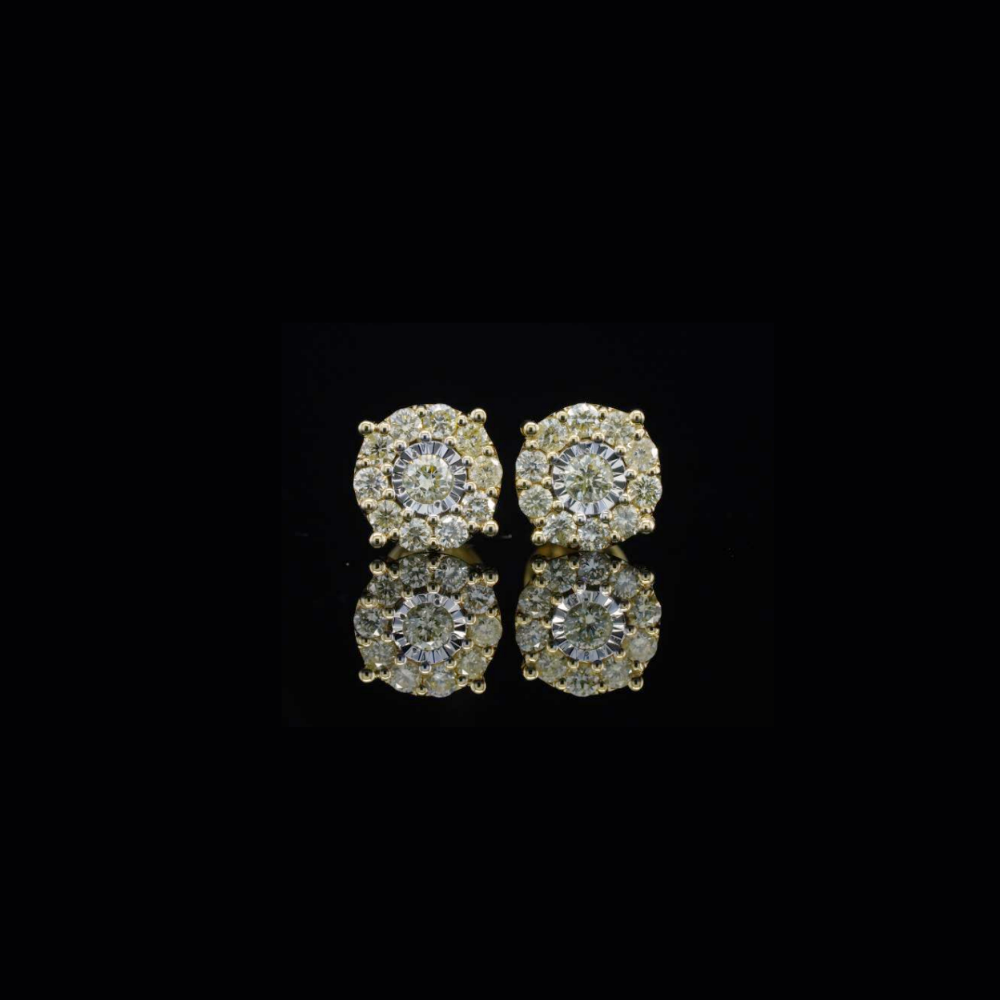 Pendientes de Oro de 10K con Diamantes Reales