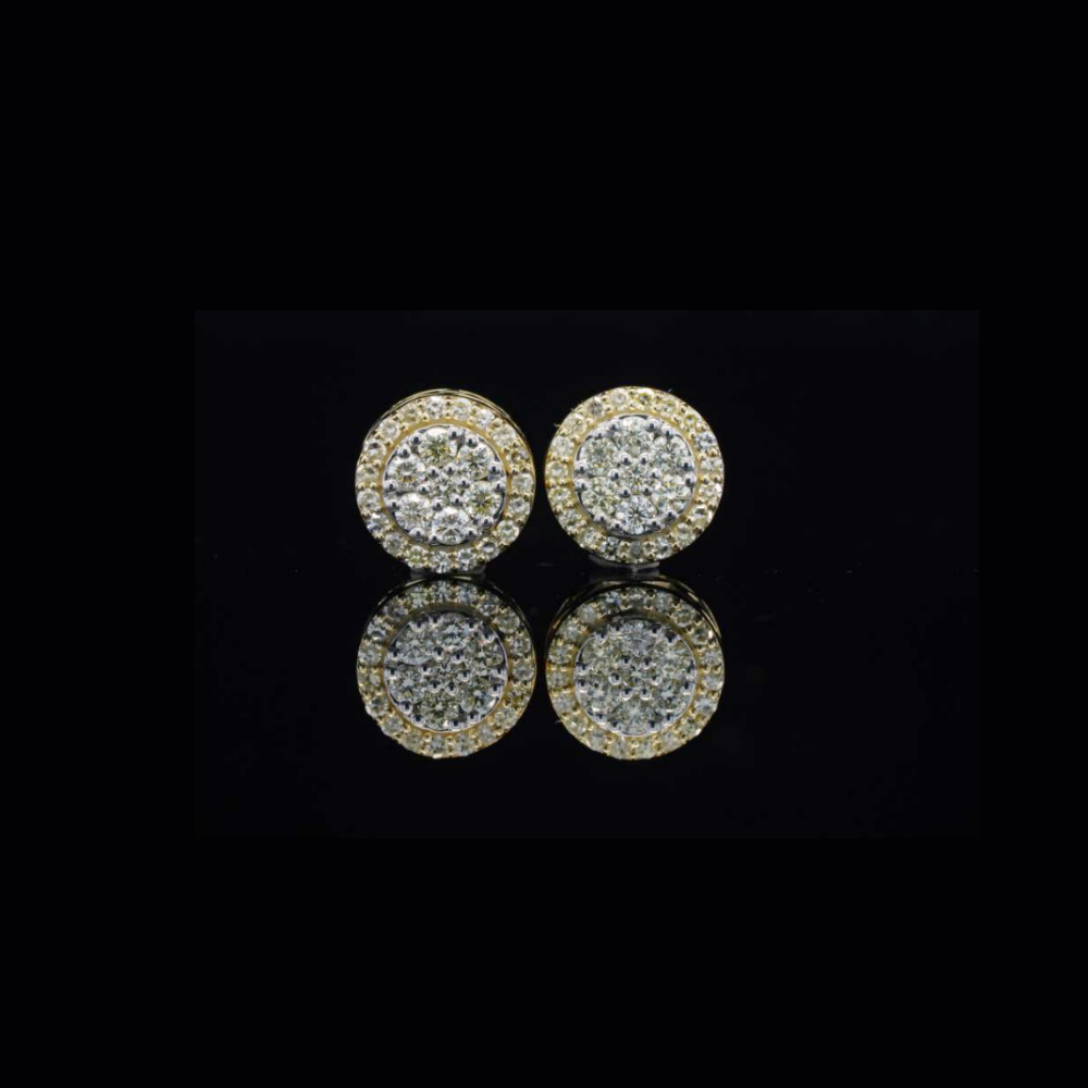 Real 10K Two Tone Gold And Diamond Earrings