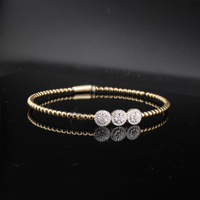 Brazalete flexible con diamantes de oro de 14 quilates auténtico