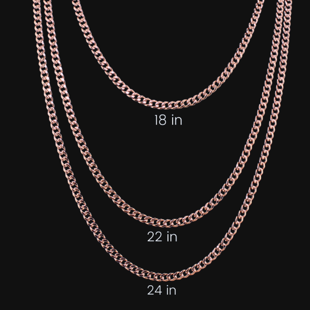 Cadenas cubanas de oro rosa de 10K auténtico
