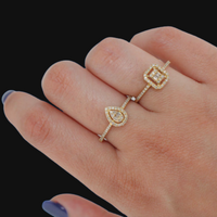 Anillo de Compromiso de Oro de 14K con Diamantes Genuinos