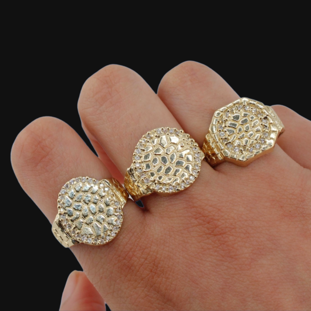 Real 14K Gold Nugget Rings Multiple Shapes