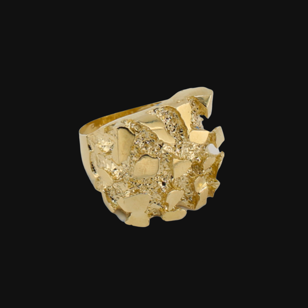 Anillo de pepita de oro de 10K real extragrande