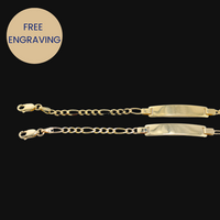 Pulsera de bebé de oro de 10K real Figaro ID