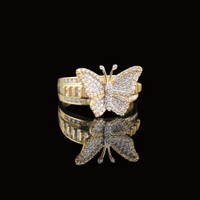 Anillo de mariposa de oro de 10K y diamantes reales