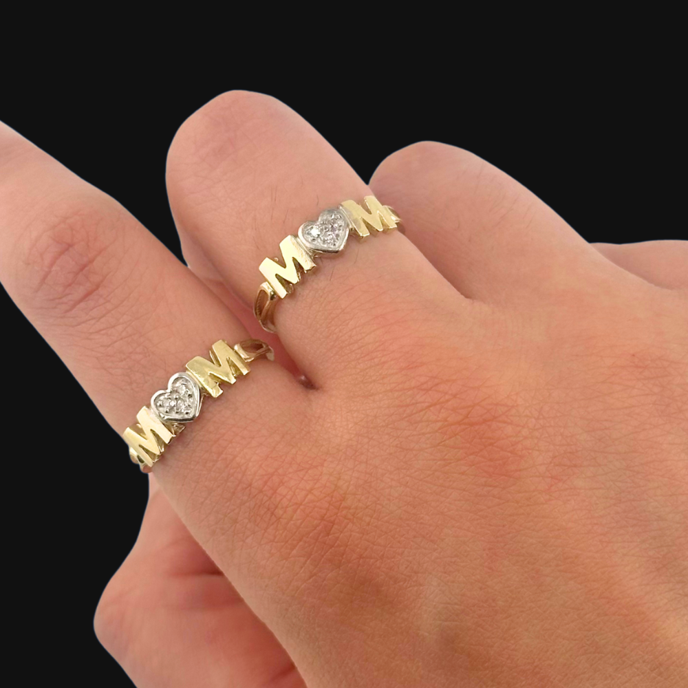 Anillo de mamá de oro de 10K real