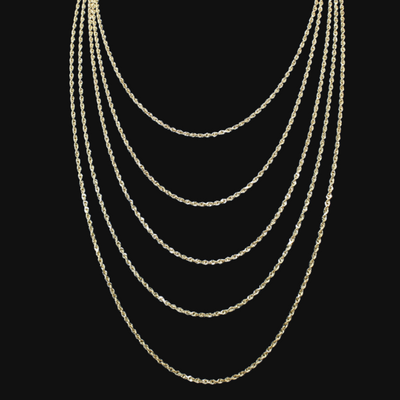 10K Solid 2.0mm Rope Chains