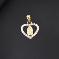 Real 10K Gold Virgin Mary Heart Pendant