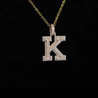 10k Diamond Letter K Pendant 0.63 - on black background - ICEbyAK