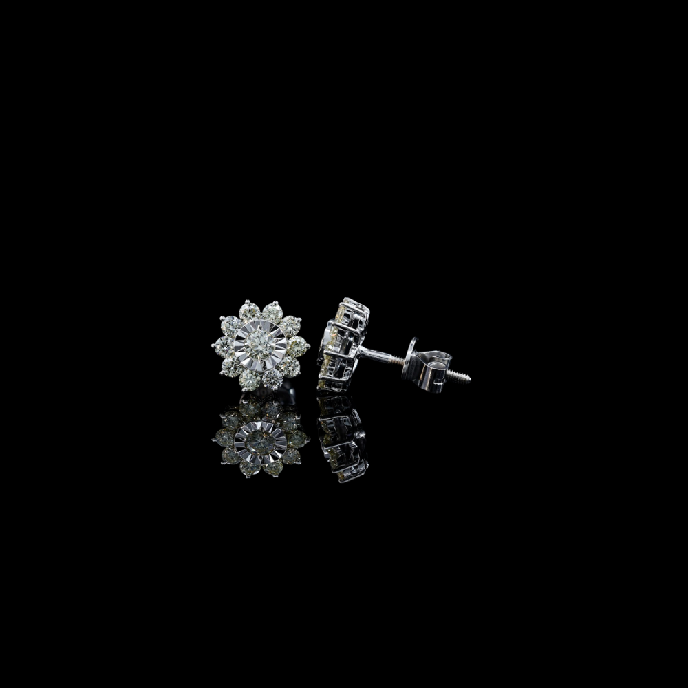 Real 10K Gold Diamond Studs 0.83 CTW