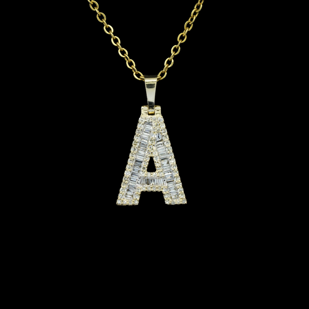 Real 10K Gold Diamond A Pendant