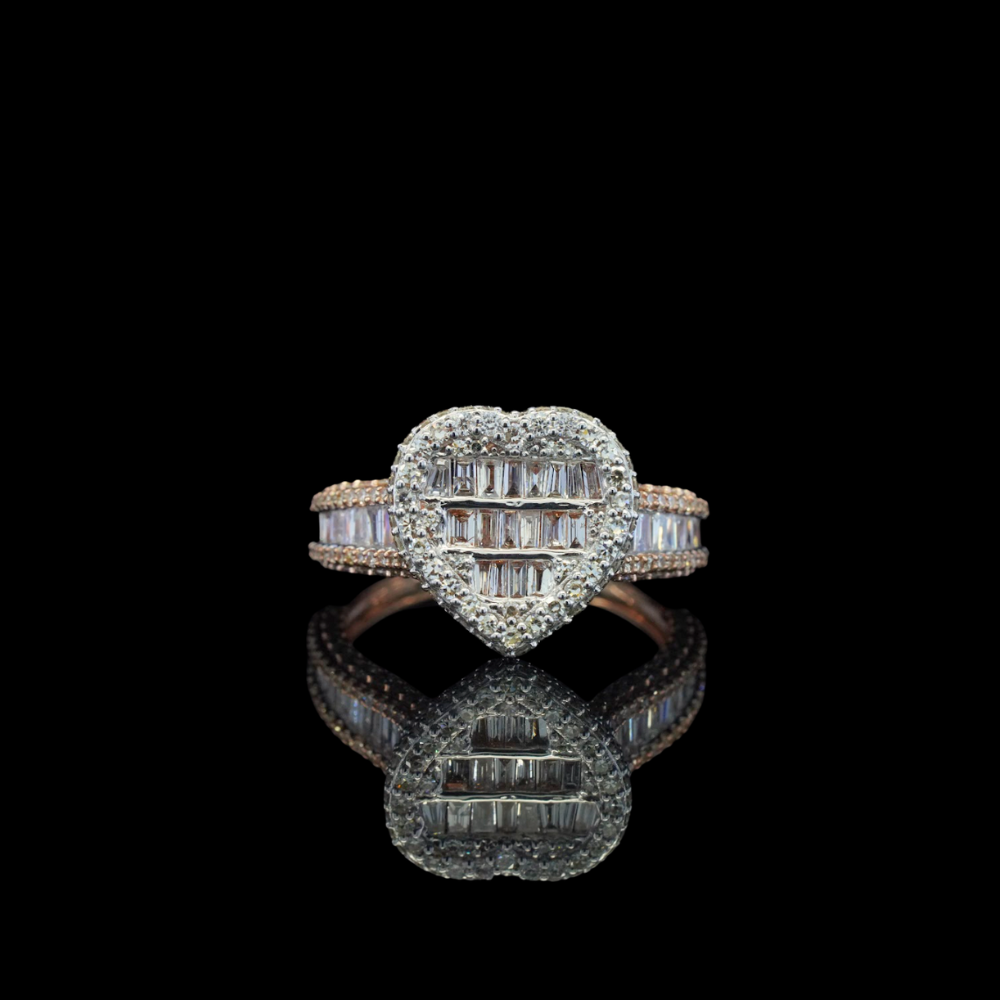 Real 10K Rose Gold Diamond Heart Ring