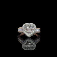 Real 10K Rose Gold Diamond Heart Ring