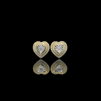10K Yellow Gold Diamond Heart Studs 0.28 ctw