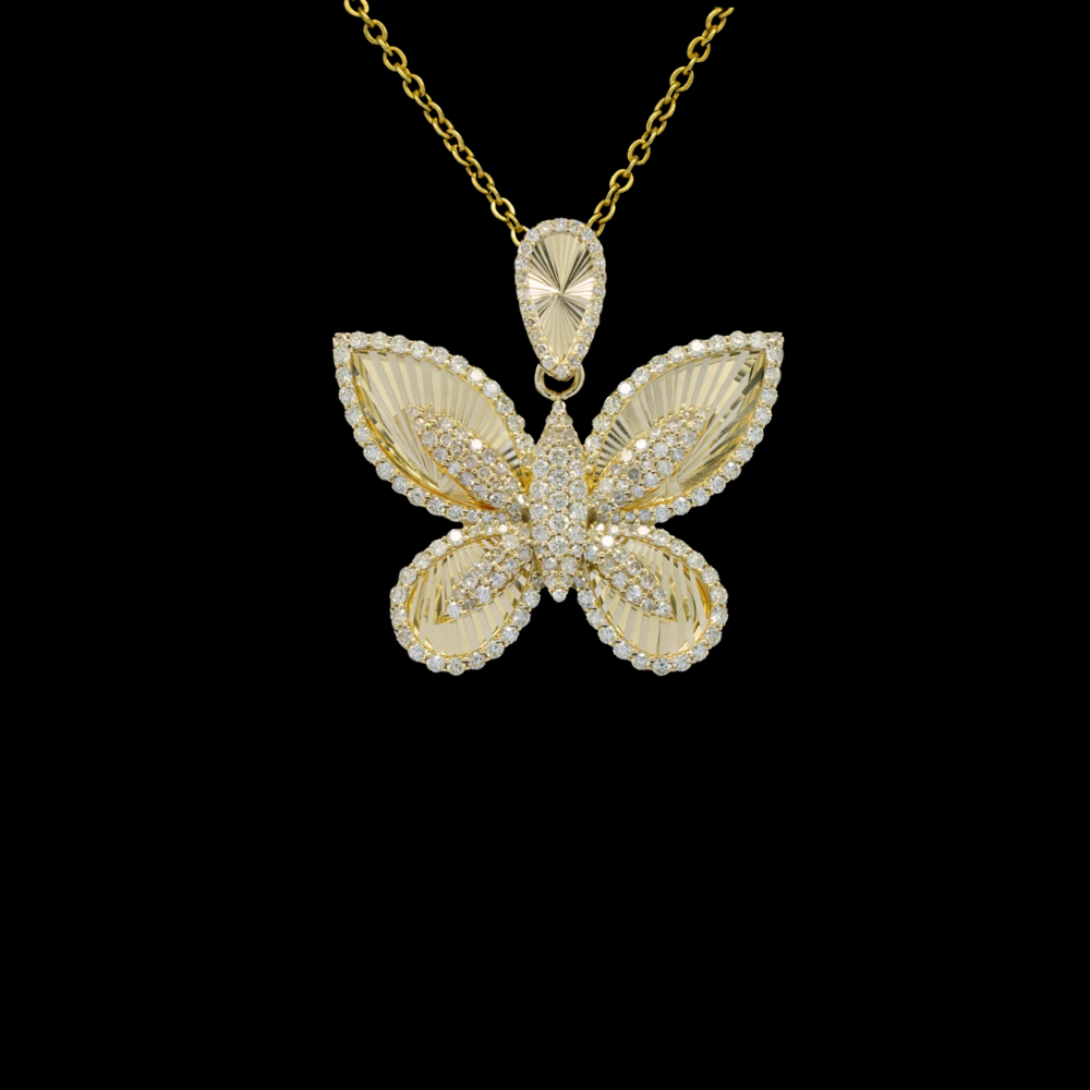 10k Diamond Butterfly Pendant 1.4 ctw (Copy) - on black background - ICEbyAK