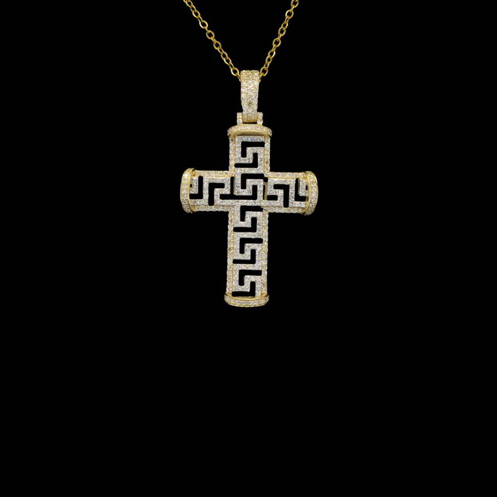 Real 10K Gold Diamond Cross Design Pendant 1.2 CTW