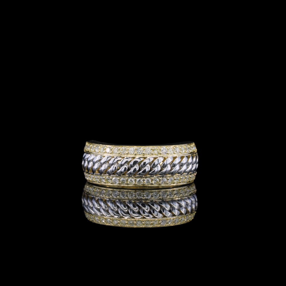 Anillo de Oro Amarillo de 10K auténtico con Diamantes