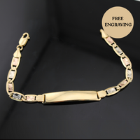 Real 14K Gold 6mm Valentino ID Bracelet