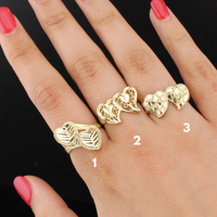 Anillos de Doble Corazón de Oro Real de 10K