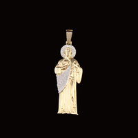 Colgante de San Judas de oro de 10 quilates con diamantes auténticos