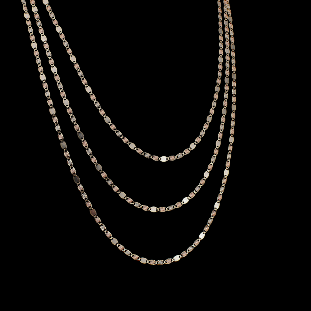 Cadenas Valentino de oro tricolor auténtico de 14K y 2,5 mm