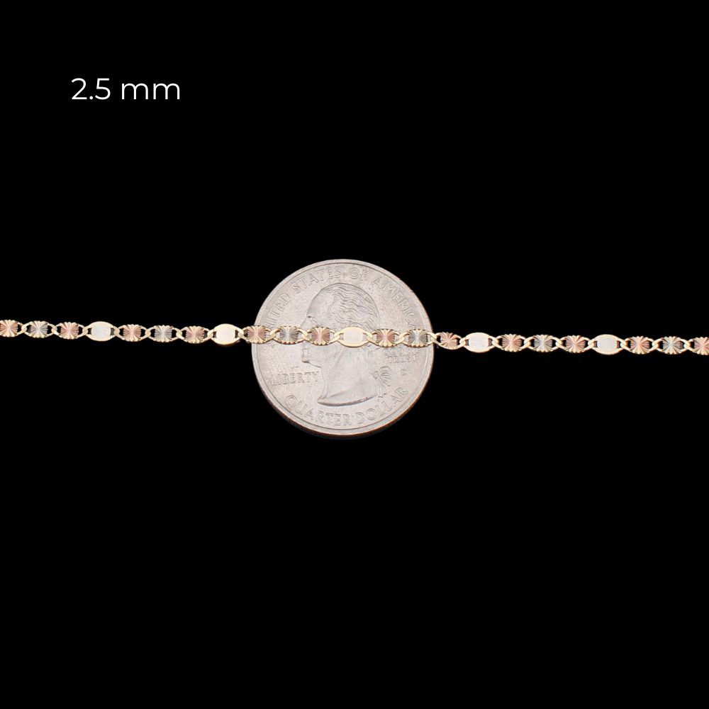 14K Real Gold Tri Color Valentino Chains