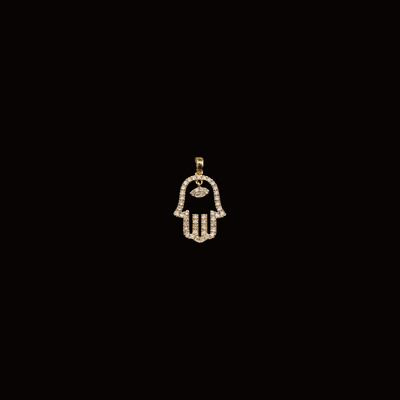 10K Diamond Hamsa Pendant