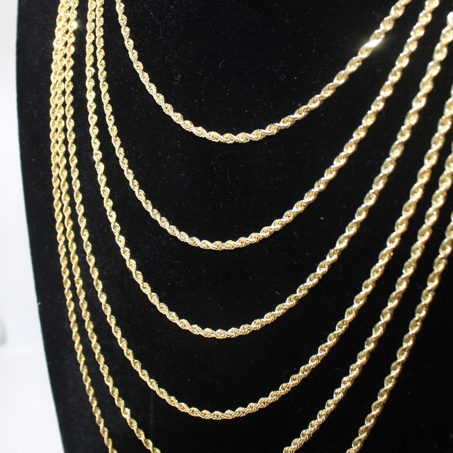 10K Solid 2.5mm Rope Chains