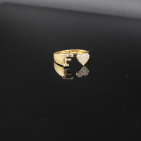 Real 10K Gold Diamond Initial Rings (Multiple Letters) - Adjustable
