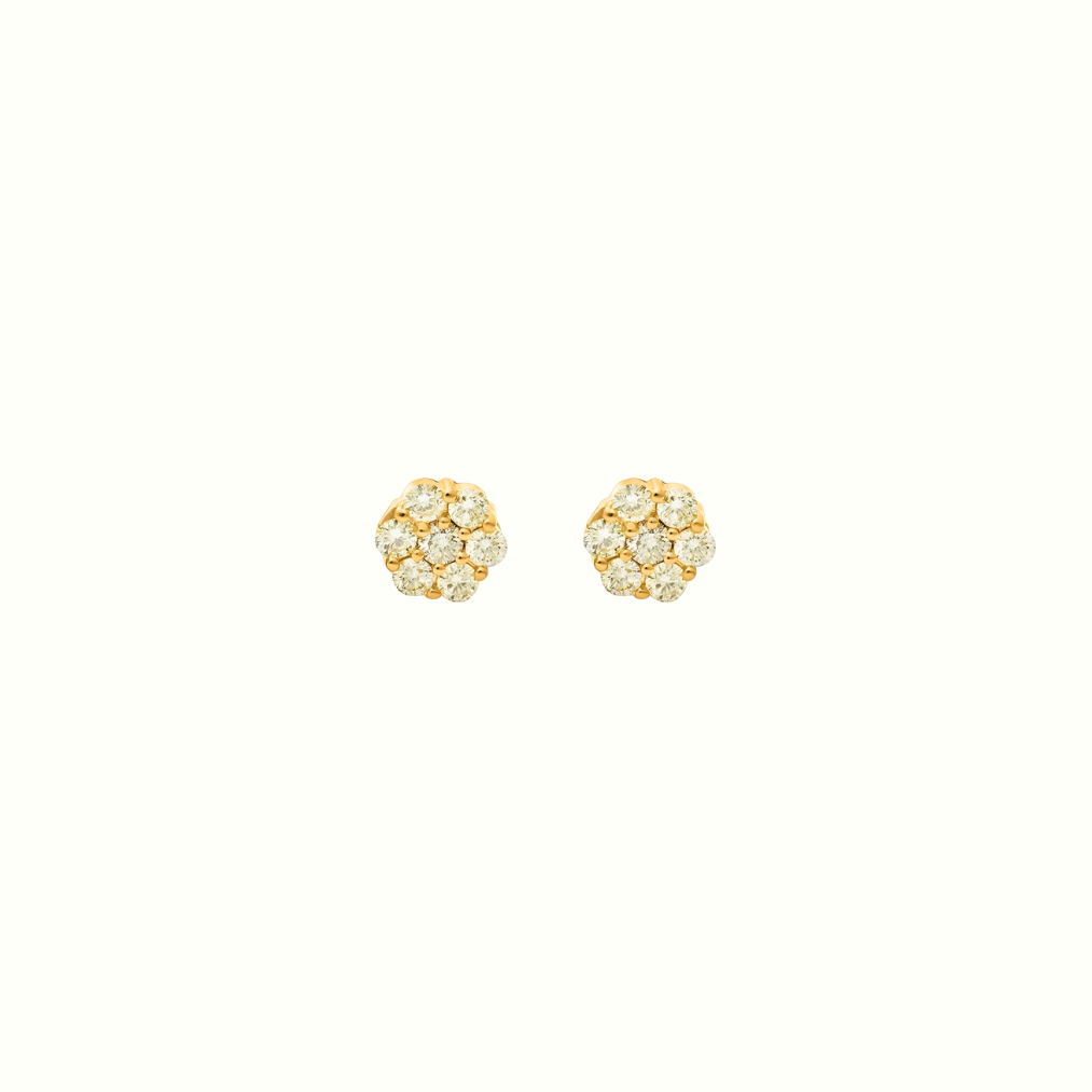 Pendientes de oro de 10K auténtico con diamantes redondos