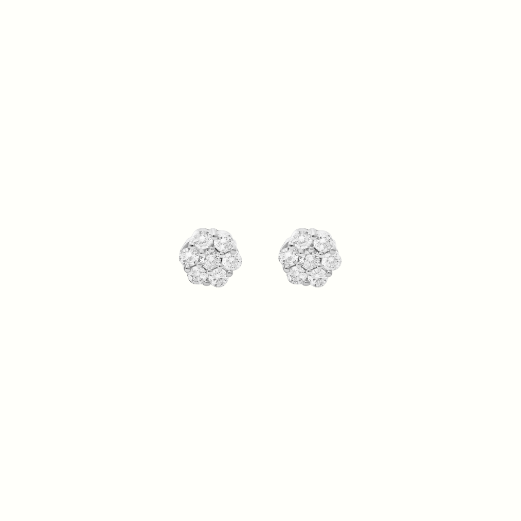 Pendientes de oro de 10K auténtico con diamantes redondos