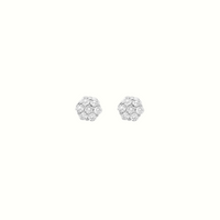 Pendientes de oro de 10K auténtico con diamantes redondos